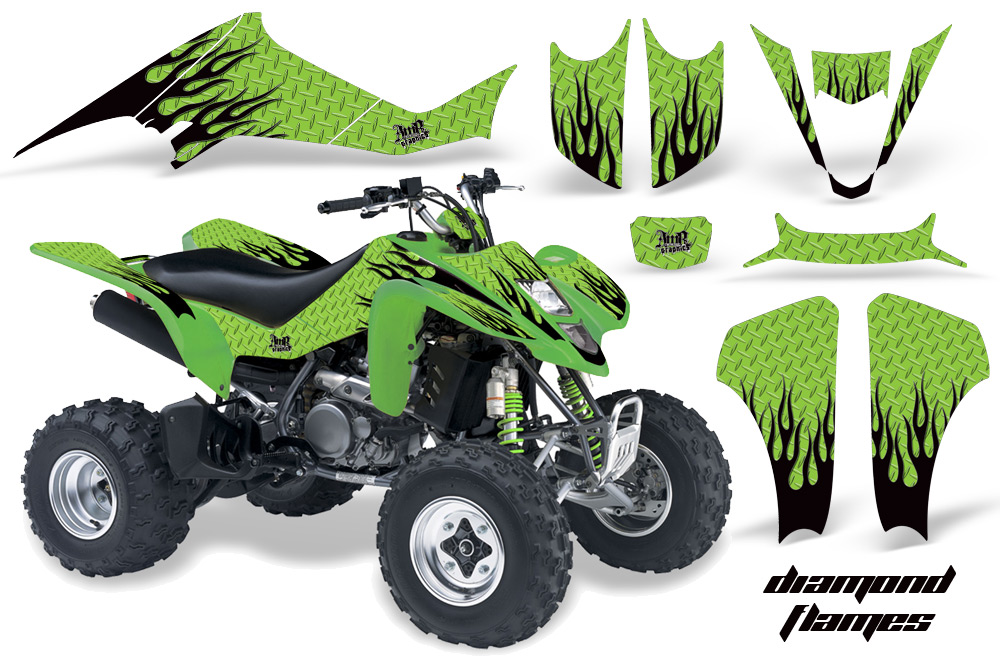 Kawasaki KFX 400 03-08 Graphics DiamondFlames Green